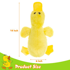 EXPAWLORER soft-stuffed duck dog toy in yellow for cuddly companionship.