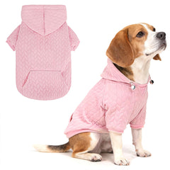 EXPAWLORER textured cable knit hoodie front pink provides cozy warmth for daily walks