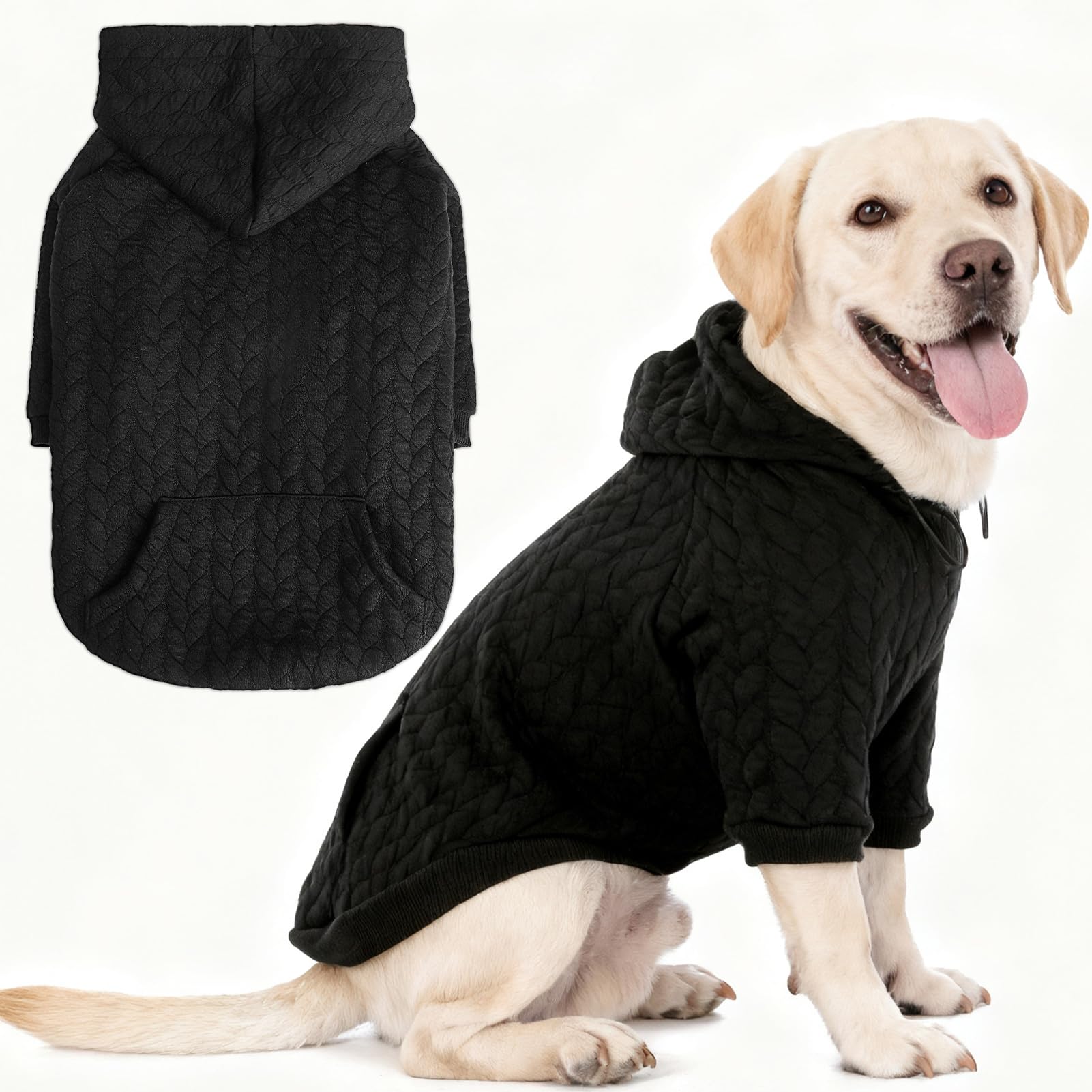 EXPAWLORER textured-knit hoodie fabric closeup shows soft, breathable comfort.