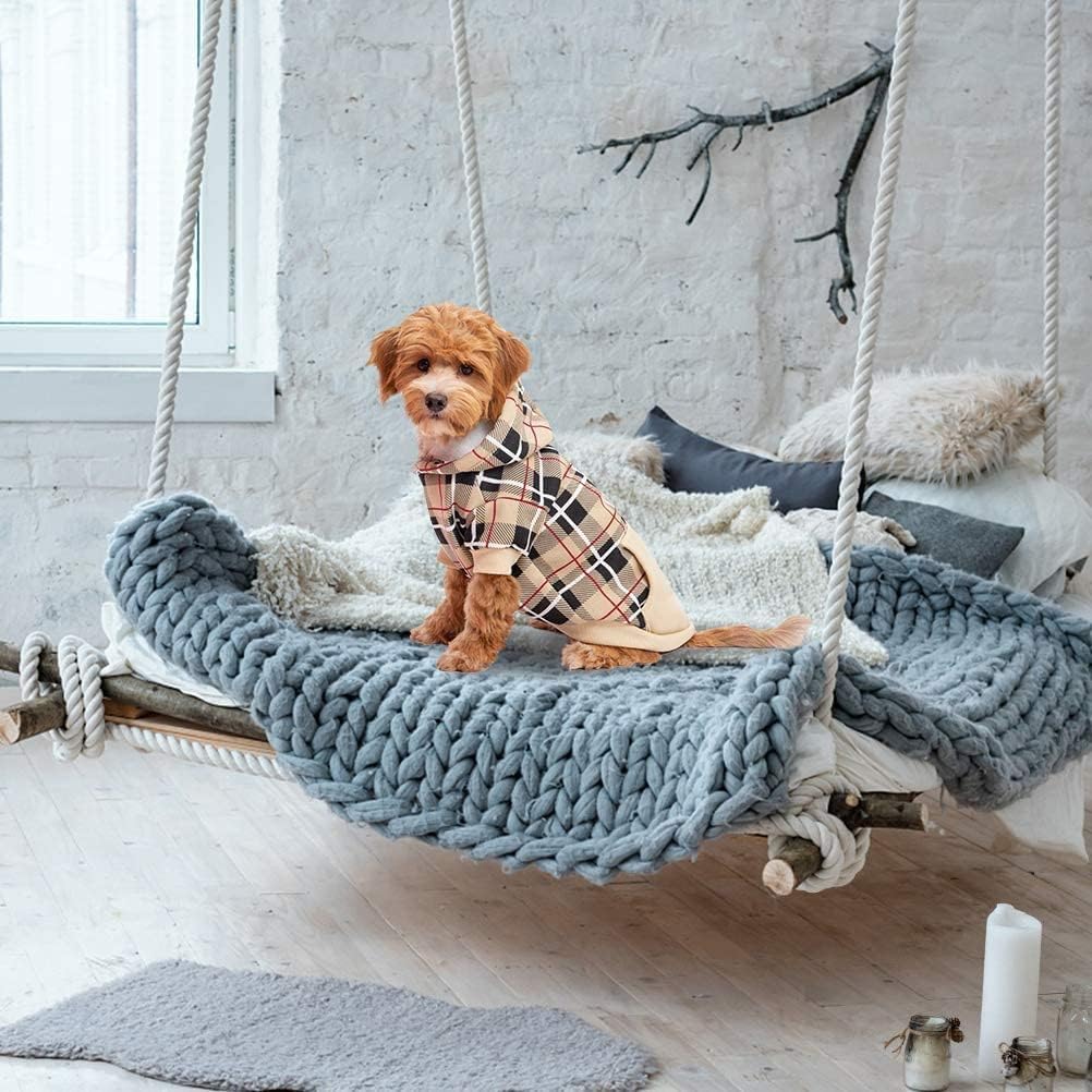 EXPAWLORER plaid hoodie for winter outerwear in beige color.