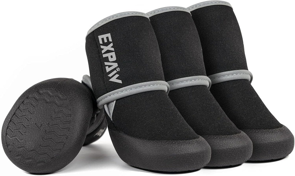 EXPAWLORER waterproof dog shoes shown as paw-protector for wet days