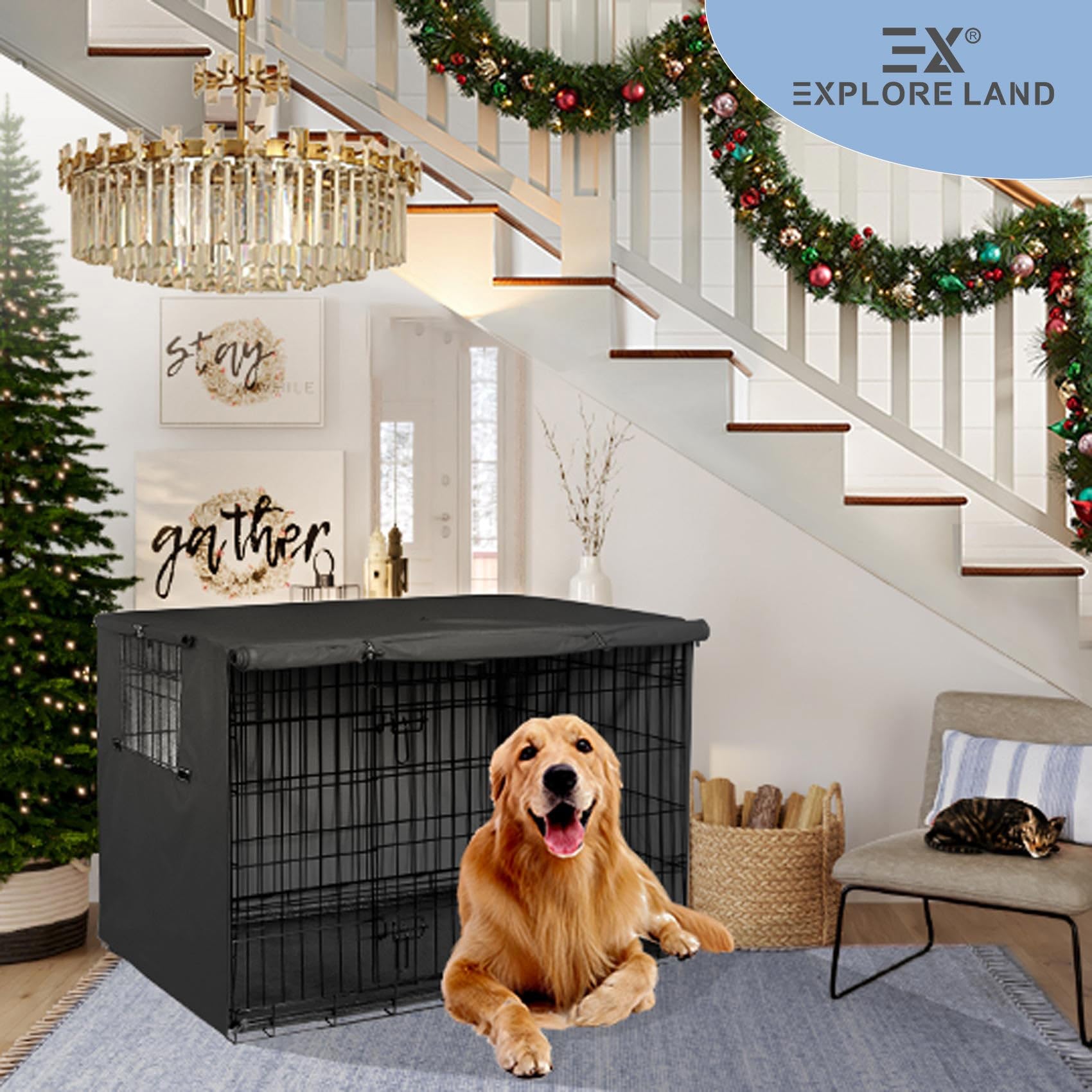 Explore Land dog crate cover bottom-toggle secure use during travel