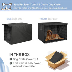 Explore Land dog crate cover side view highlights windproof protection
