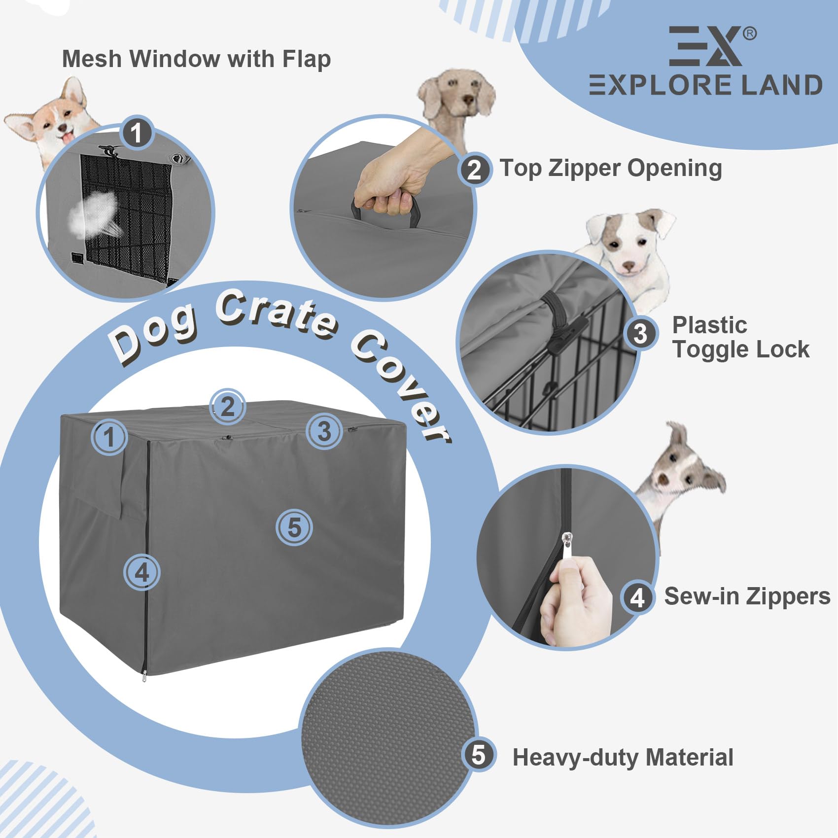 Explore Land crate cover features two entrances and mesh window for ventilation.