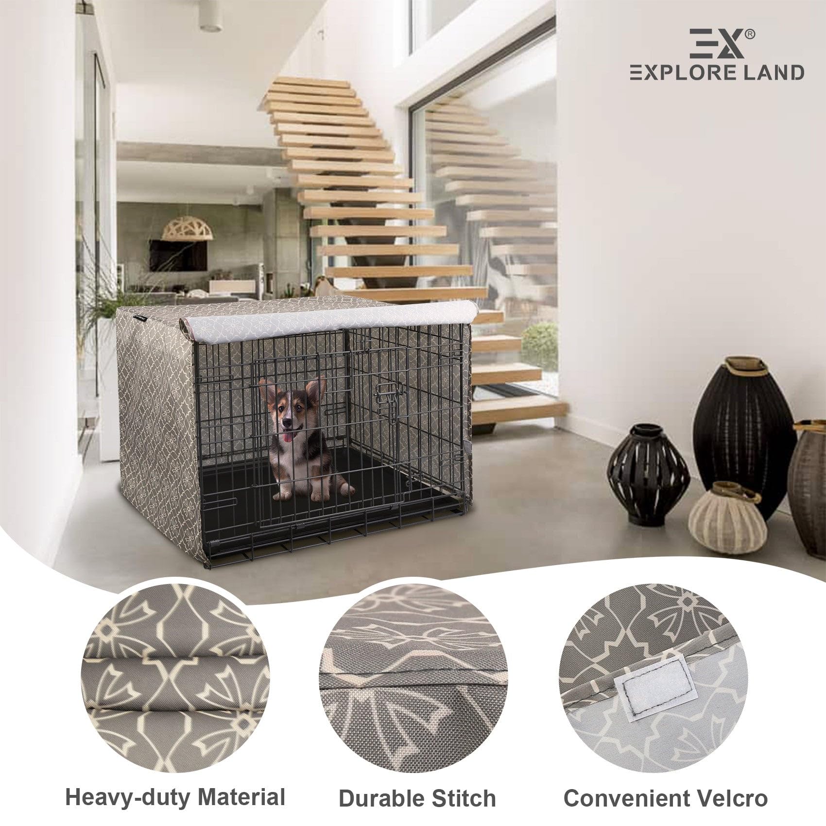 Explore Land PU-coated fabric close-up blocks sun and wind for crate comfort