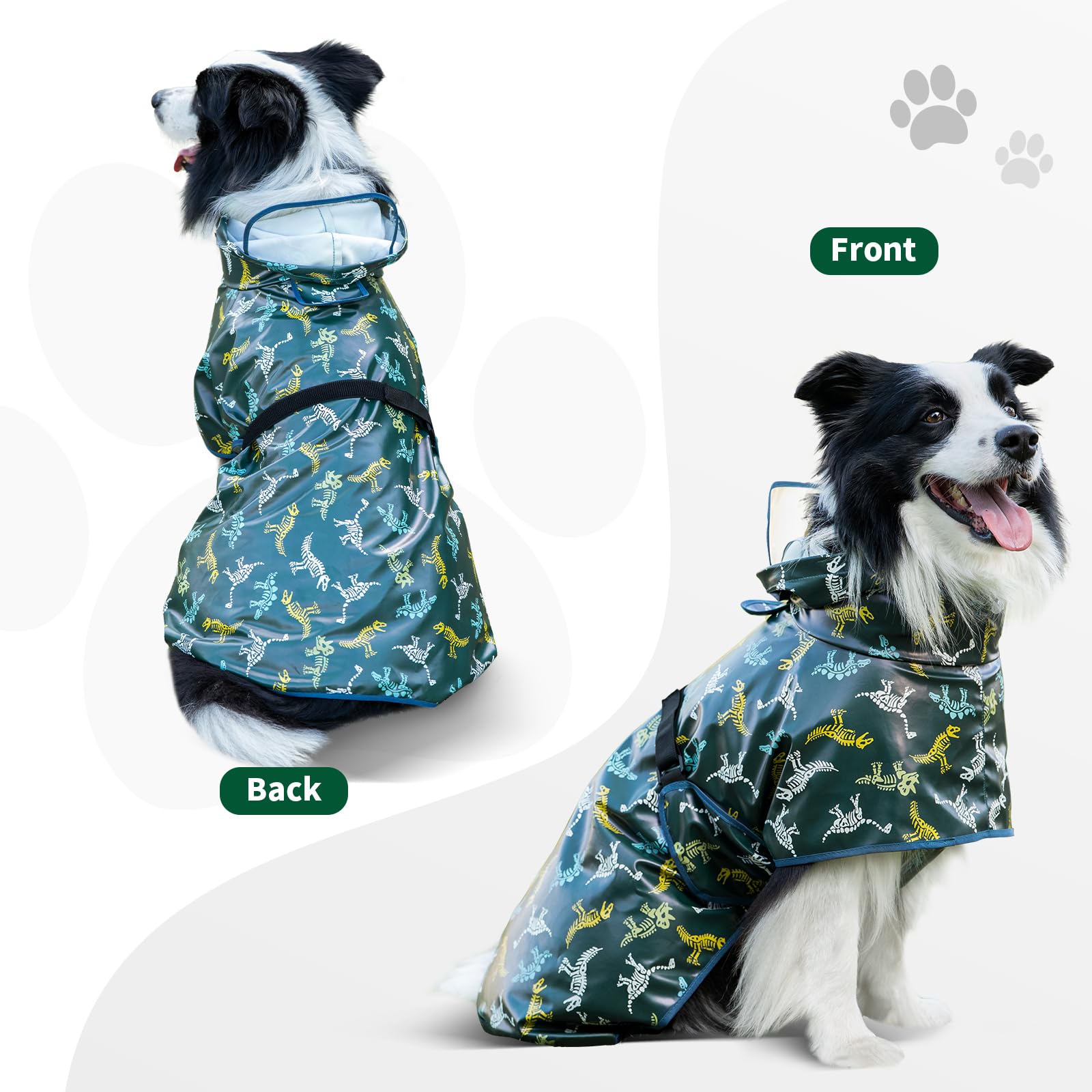 ExploreU dog raincoat elastic leg straps prevent movement during play