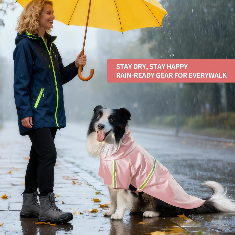 ExploreU dog raincoat harness-hole allows leash attachment without removing the coat.