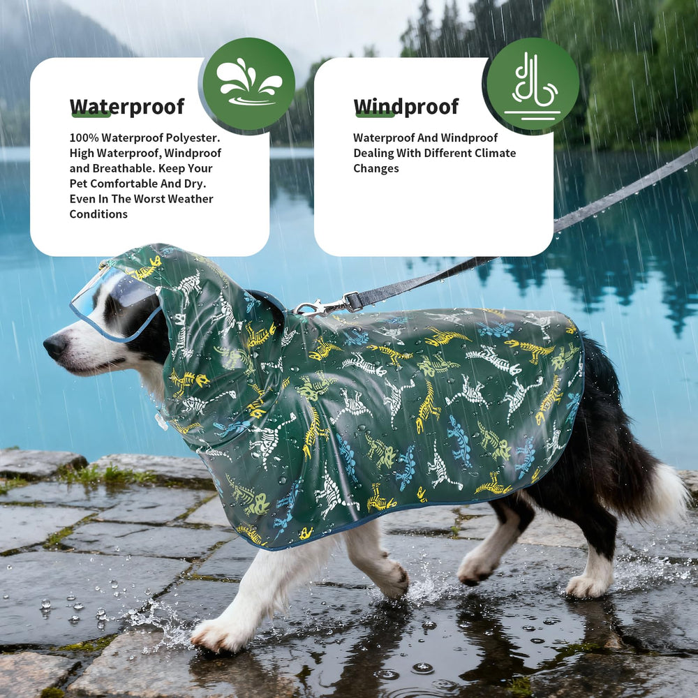 ExploreU dog raincoat leash hole for secure outdoor use
