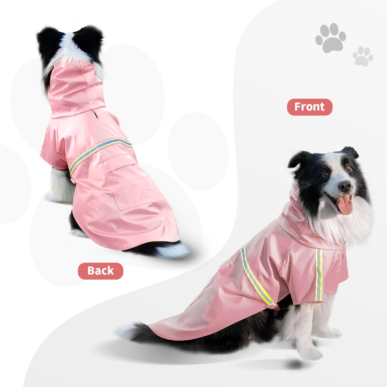 ExploreU dog raincoat leg-straps-fixed-position keep coat in place on runs.