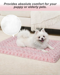 Exsnugy washable dog bed mat pink crate ready setup for crate or kennel use