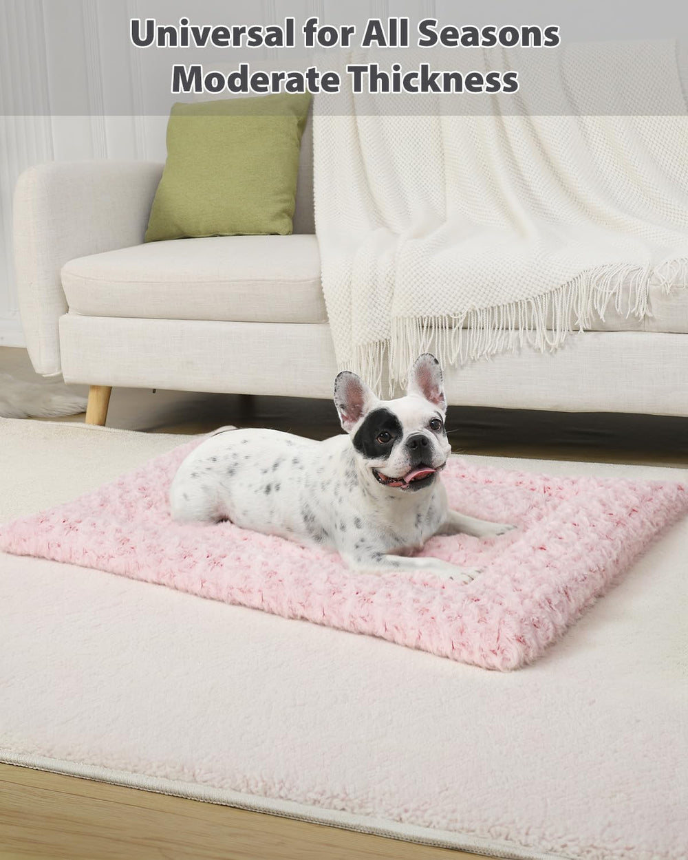 Exsnugy washable dog bed mat pink dog napping on soft surface