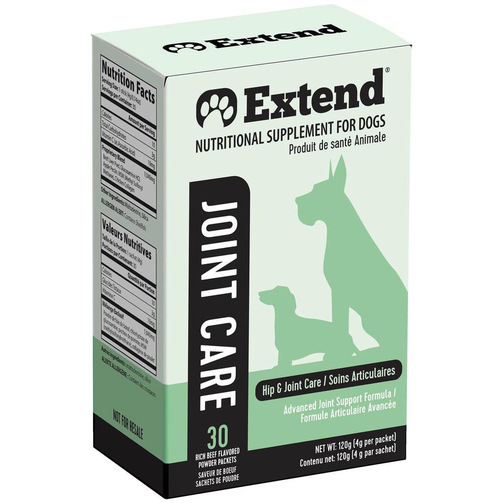 Extend Joint Care for Dogs bottle front highlighting hip and joint support