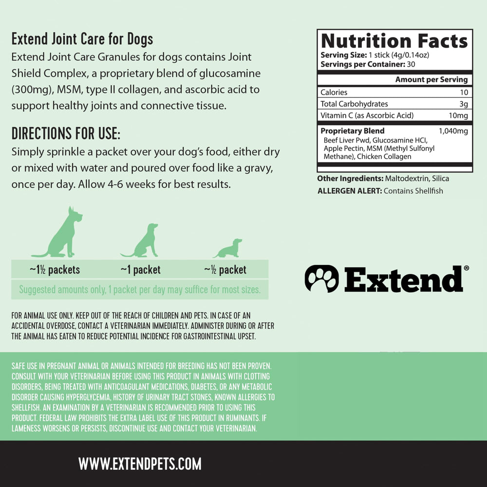 Extend Joint Care for Dogs senior dog highlighting age-friendly joint care