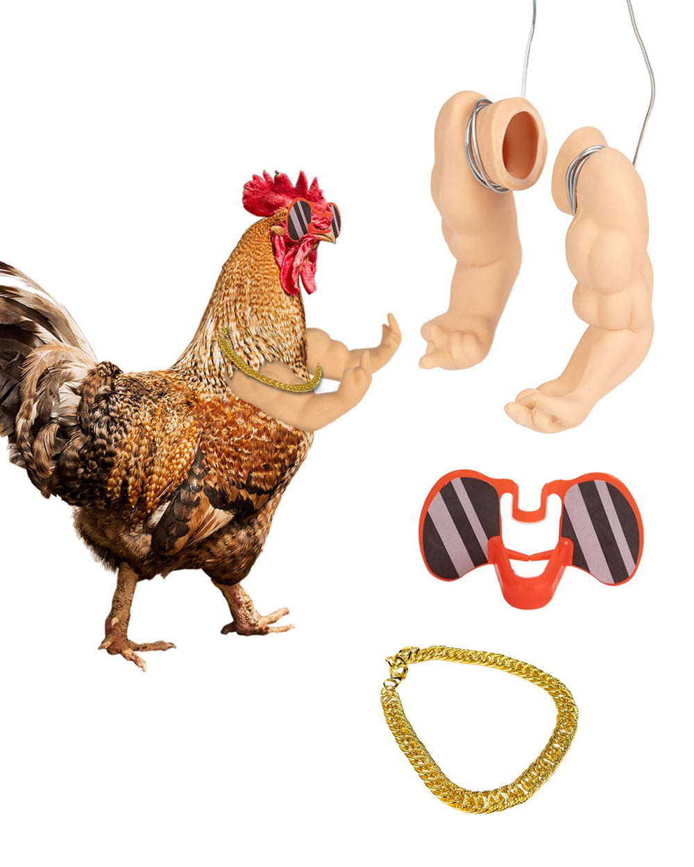 Extguds chicken arms kit packaging shows included items and playful prank potential.