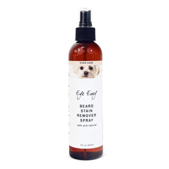 Eye Envy Beard Stain Remover Spray lifts dog beard stains in a close-up application.
