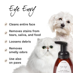 Eye Envy Tear Stain Facial Cleanser pump-dispense shows easy, tearless application.