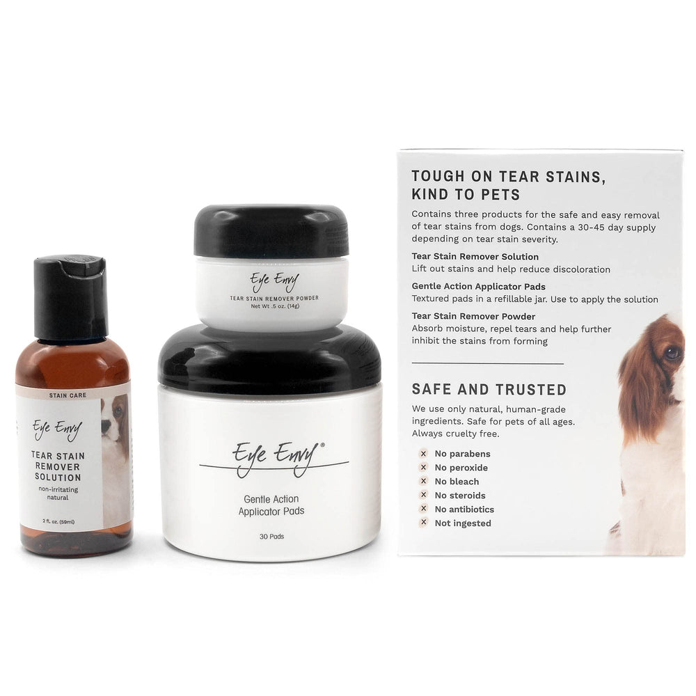 Eye Envy Tear Stain Remover Powder Jar highlighting moisture absorption for drier eye areas