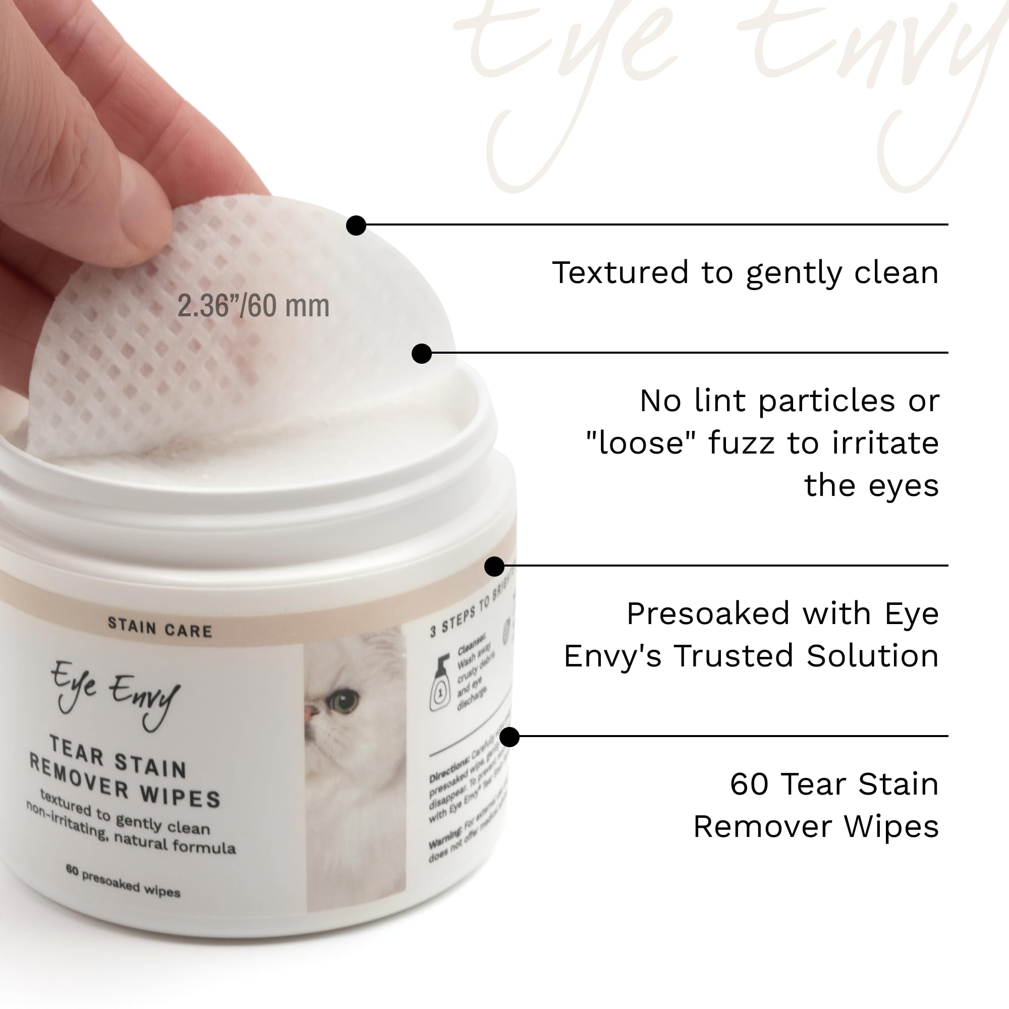 Eye Envy Tear Stain Wipes USA-made label visible on packaging