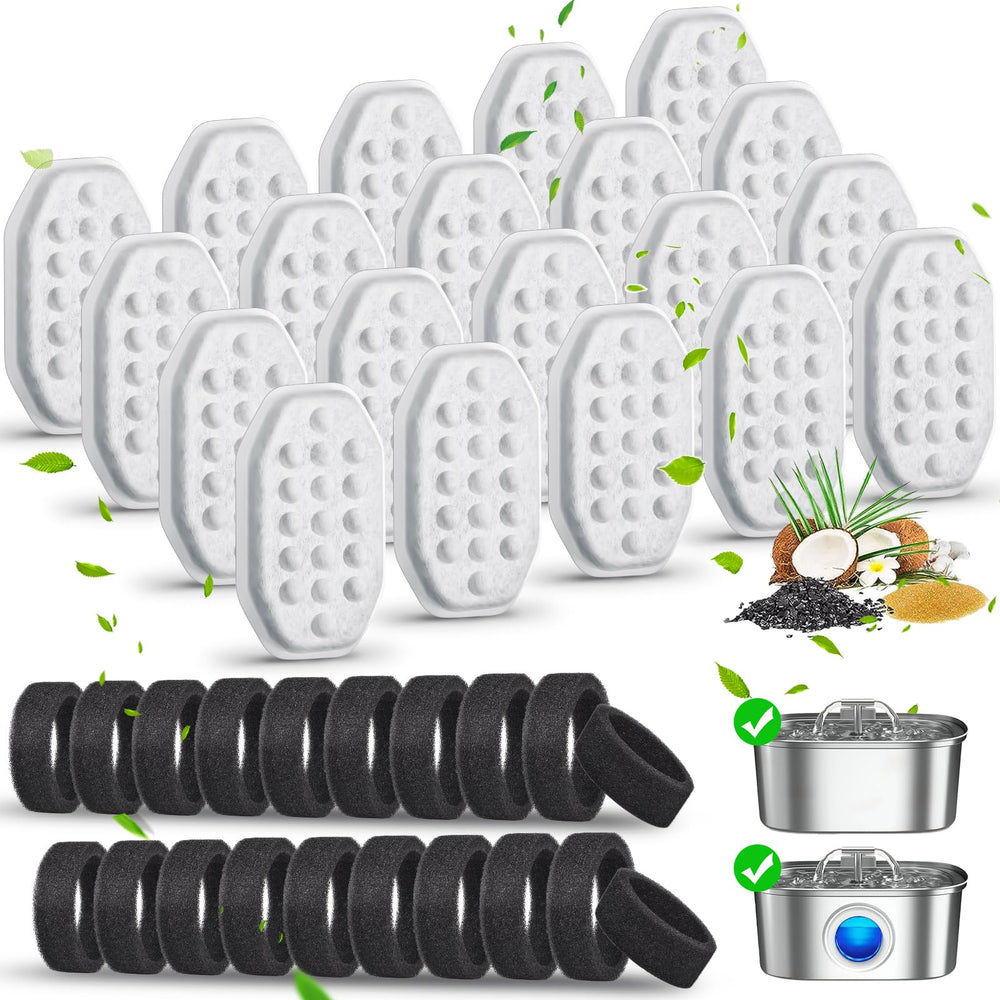 Eyehoce 40-pack cat fountain filters ensure continuous clean hydration for cats.