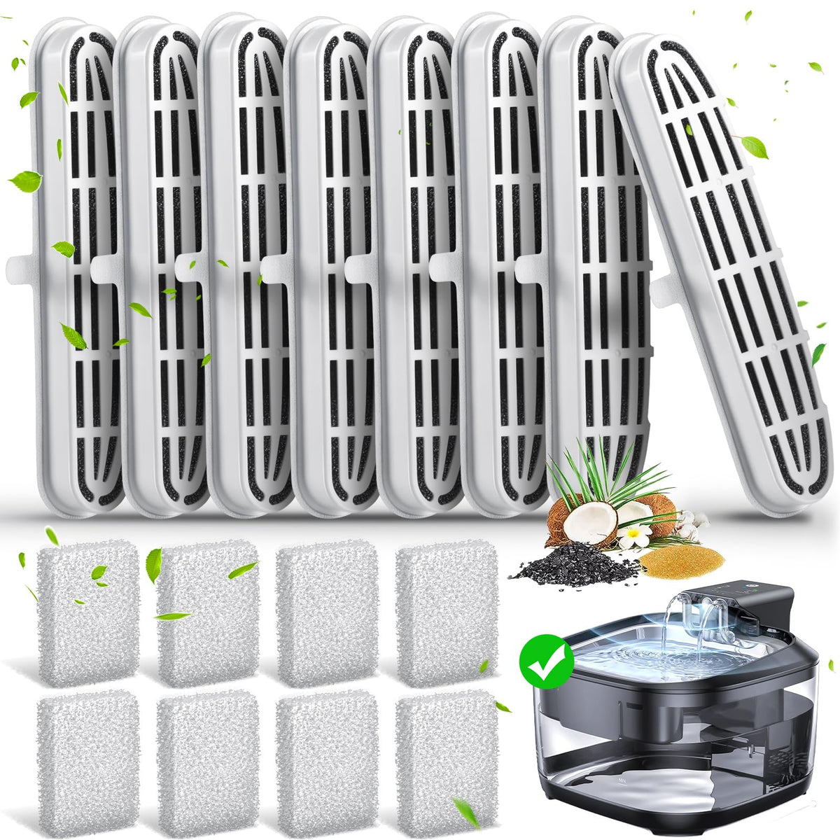 Eyehoce cat fountain filter pack front — 16-pack for fresher water.