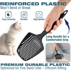 EYNEL cat litter scoop deep design provides higher capacity for quicker cleanup.
