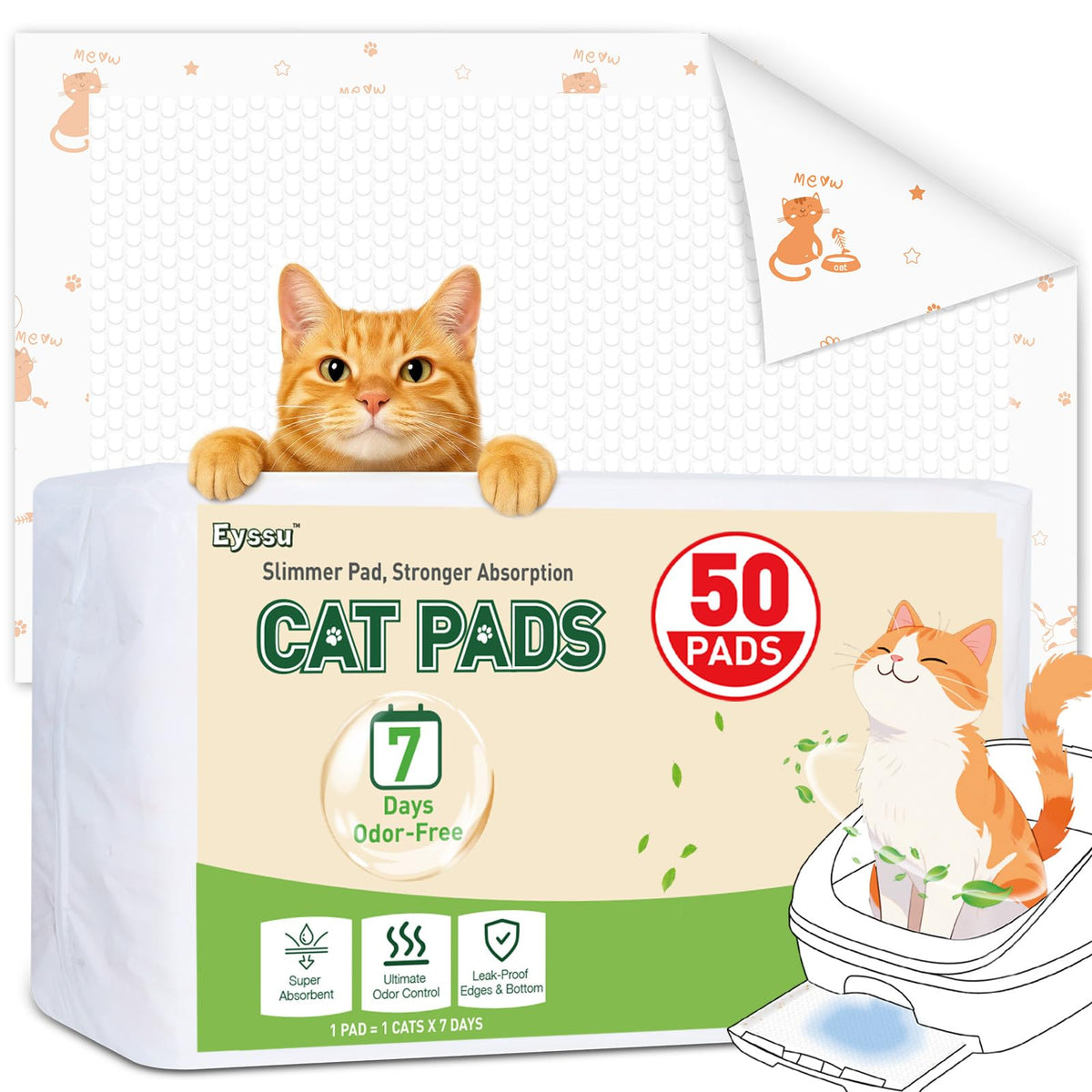 Eyssu Breeze-compatible litter pad with perfect-fit 16.9x11.7 inches for Breeze trays.