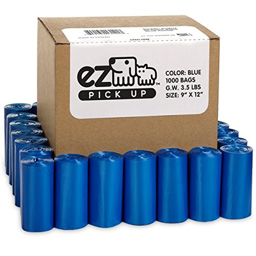 EZ PICK UP 1000 blue bags case, bulk supply for daily dog walks.