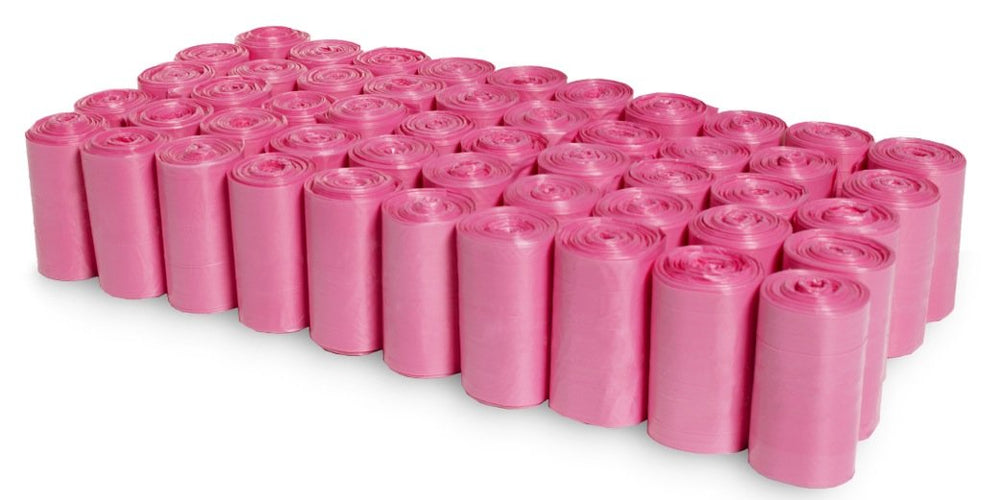 EZ PICK UP pink poop bags rolls, 50 rolls for easy refills.