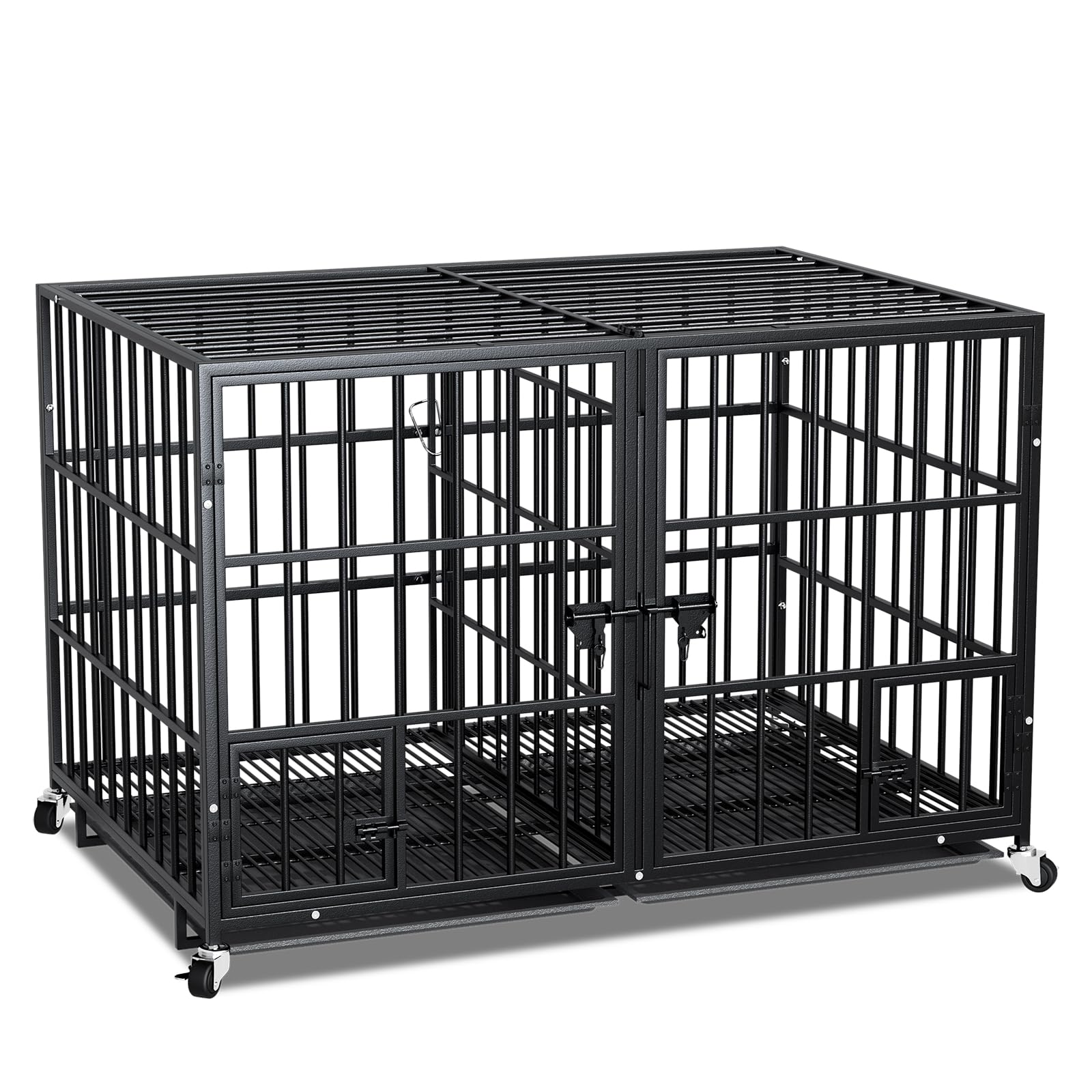 EZ4ENCE dog crate 42-inch front view shows secure, spacious enclosure for large dogs.