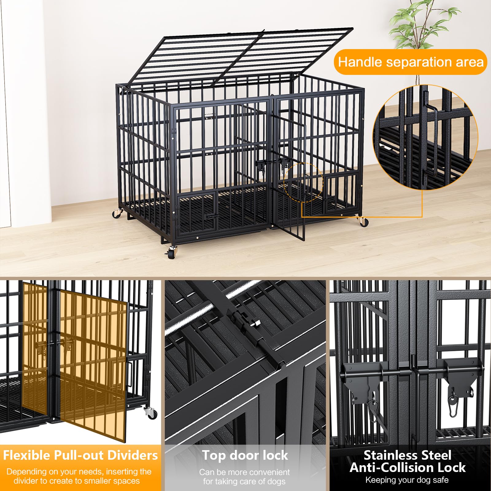 EZ4ENCE large-dog space inside the cage supports comfortable rest and safe supervision.