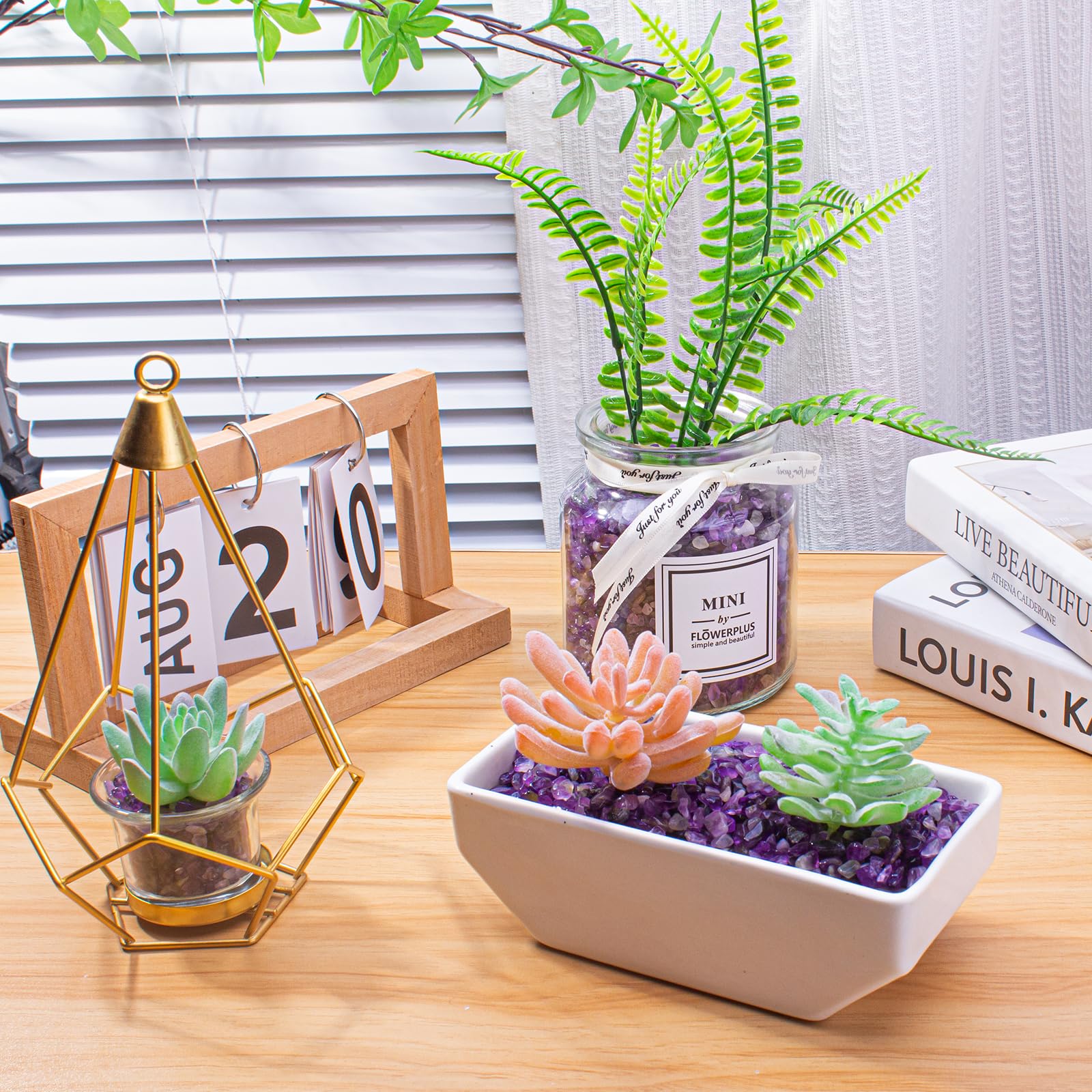 EZEELAI amethyst chips in basket ready for plant or vase styling