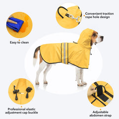 Ezierfy Raincoat Dogs with adjustable straps ensures secure, comfortable fit.