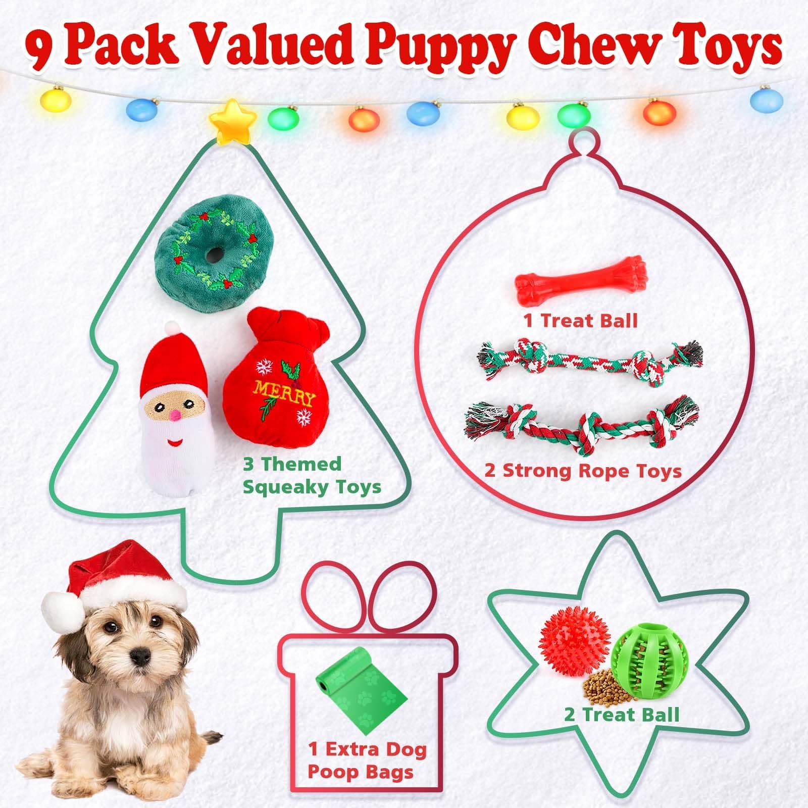 EZIYIN Christmas dog toys 9pack rope toy one for tugging and fetch