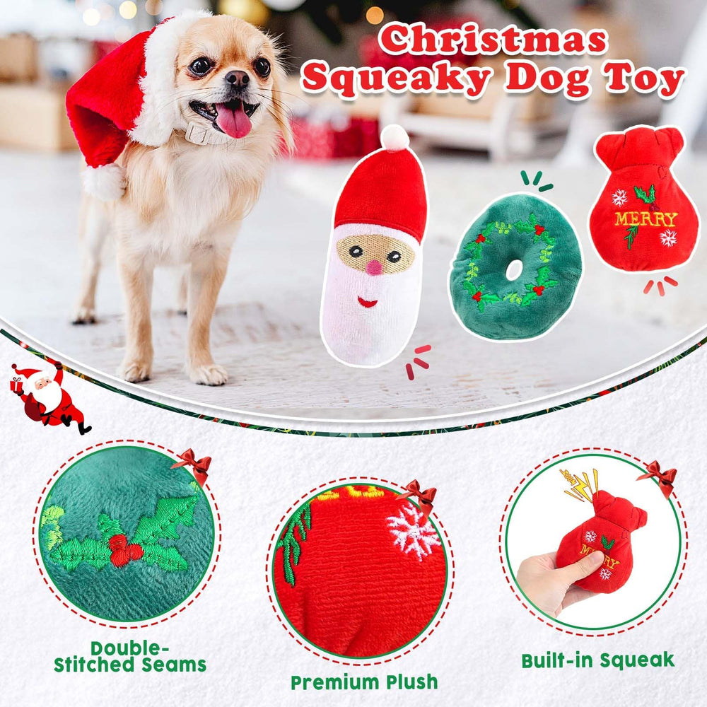 EZIYIN Christmas dog toys 9pack squeaky plush one grabs attention and play