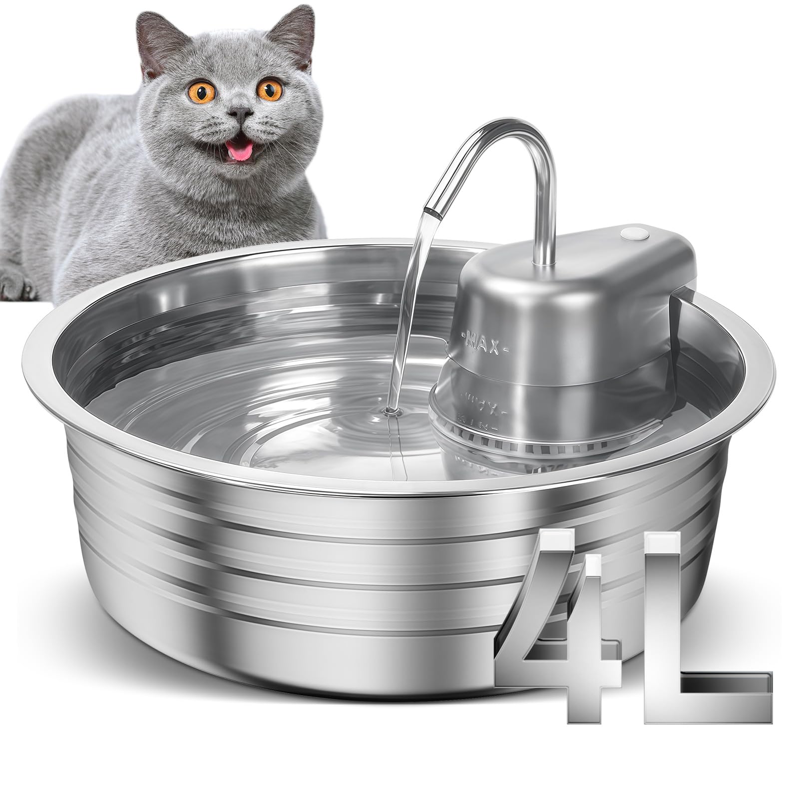 EZMioo cat water fountain 4L capacity for longer hydration.