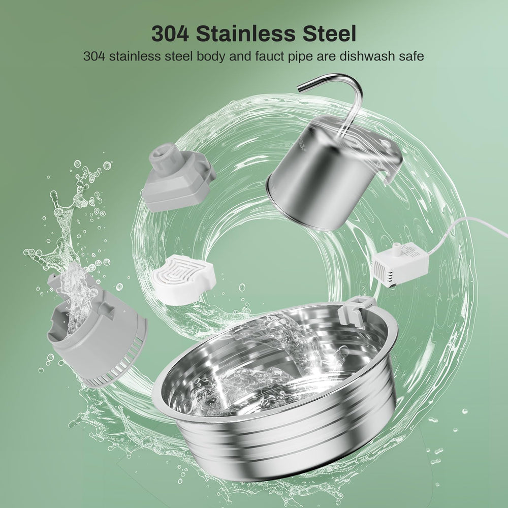EZMioo cat water fountain BPA-free dishwasher-safe for easy cleanup.