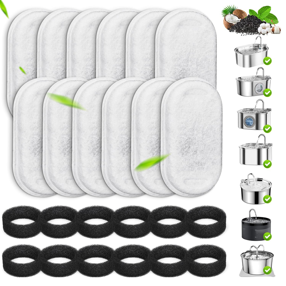 EZMioo cat fountain carbon filters 12-pack for cleaner hydration