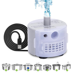 EZMioo cat water fountain pump front view shows compact design for easy installation.