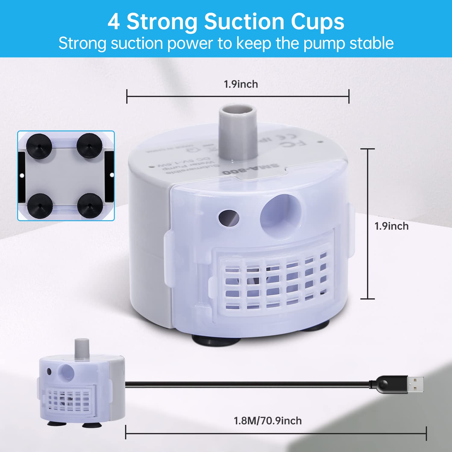 EZMioo USB-powered 5V pump offers flexible power options for setup convenience.