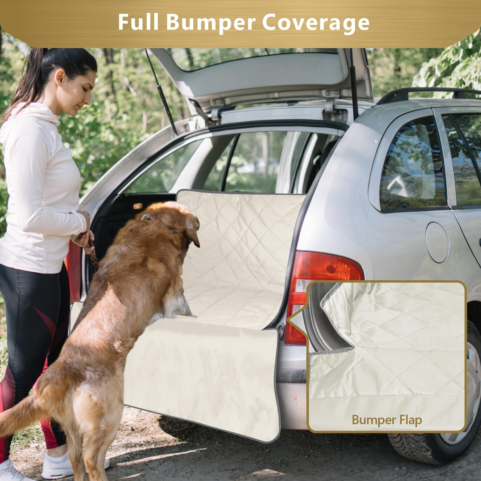 F-color SUV Cargo Liner beige folded and ready for adjustable installation.