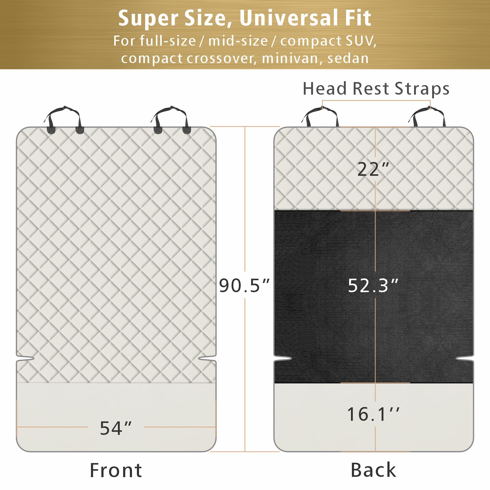 F-color SUV Cargo Liner beige with non-slip backing for pet security.