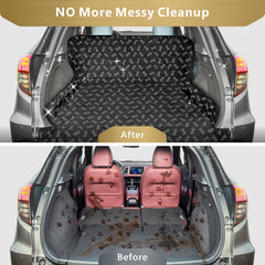 F-color SUV Cargo Liner bumper flap detail shows easy leveling and extra protection.