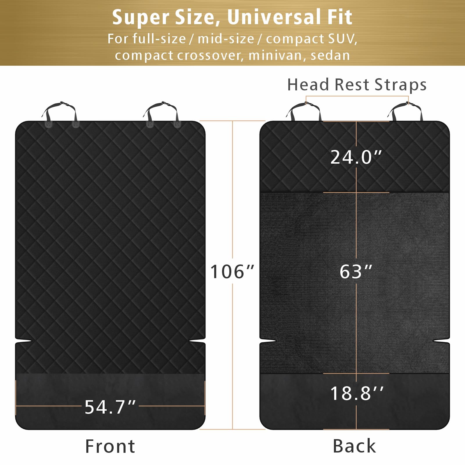F-color SUV Cargo Liner non-slip backing 55x63 keeps mats in place during quick turns.