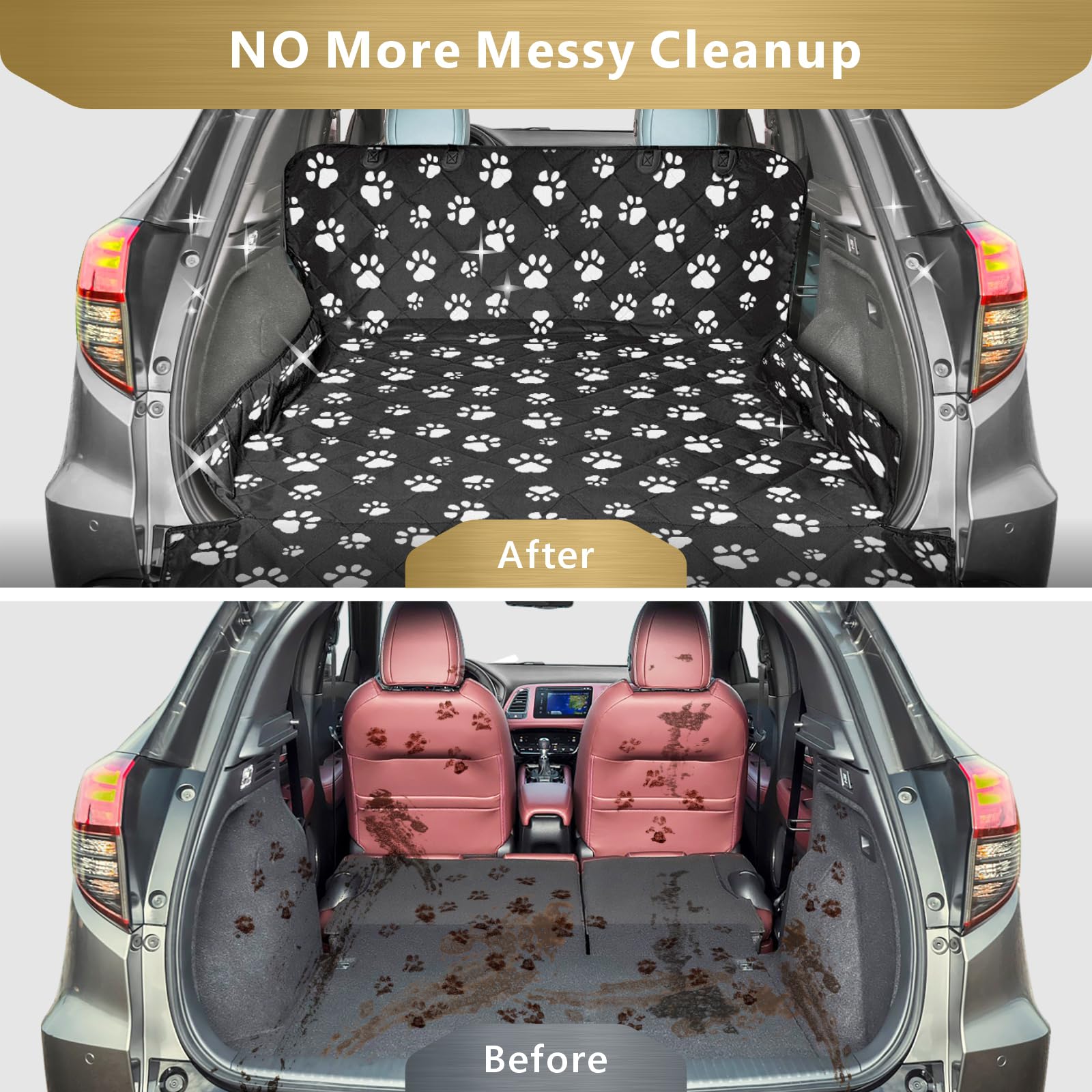 F-color SUV Cargo Liner non-slip backing provides vehicle-stable rides and seat protection.