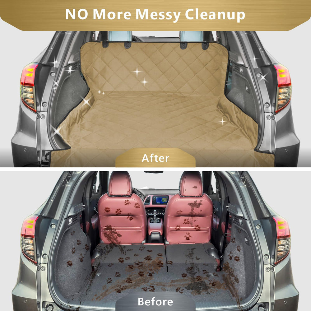 F-color SUV Cargo Liner water-resistant layers guard against spills and muddy paws.