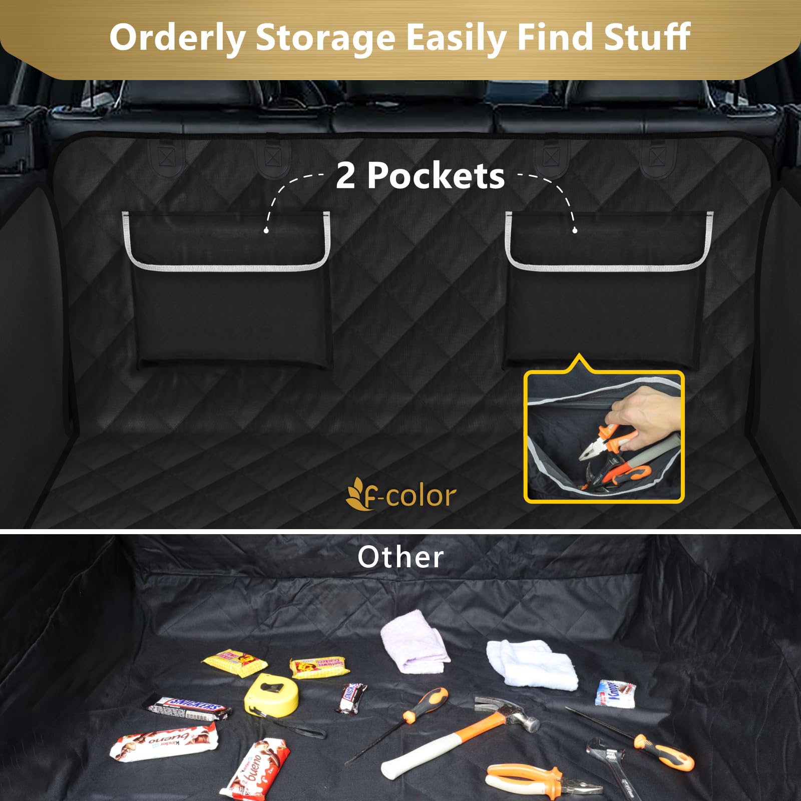 F-color Cargo Liner is waterproof and easy to clean after adventures.