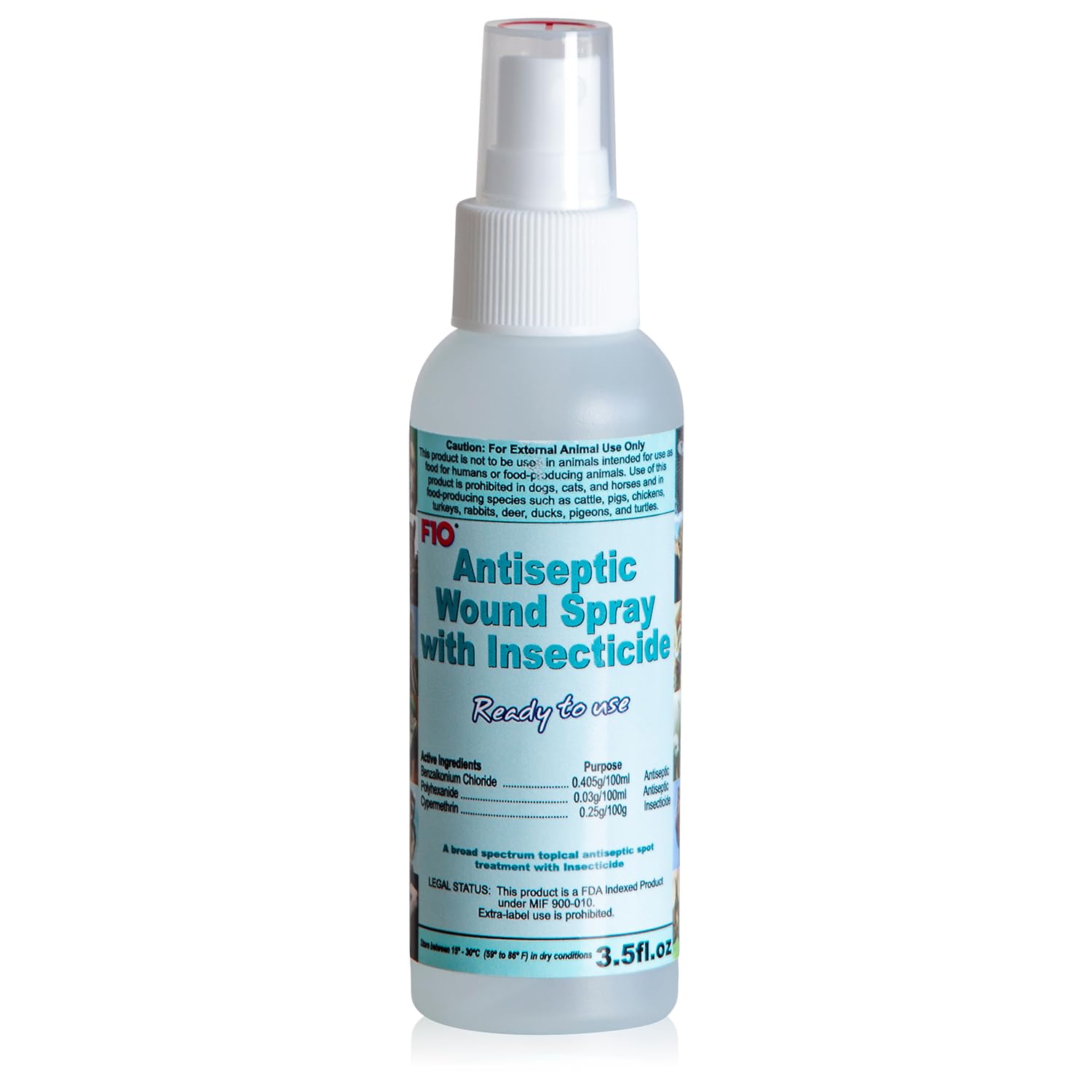 F10 antiseptic wound spray bottle 100ml ready for quick pet wound care.
