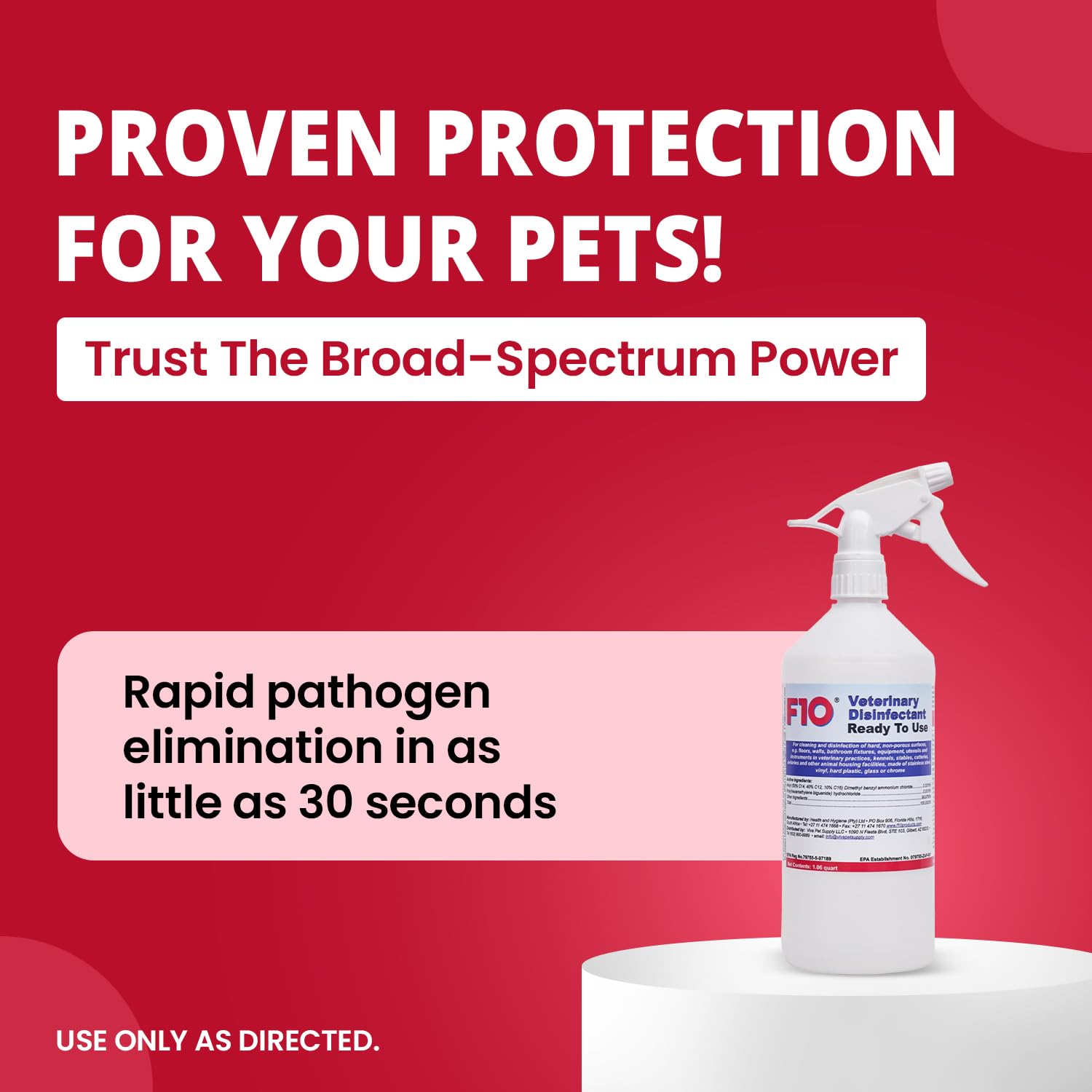 F10 bird cages disinfectant offers broad-spectrum cleaning for aviaries
