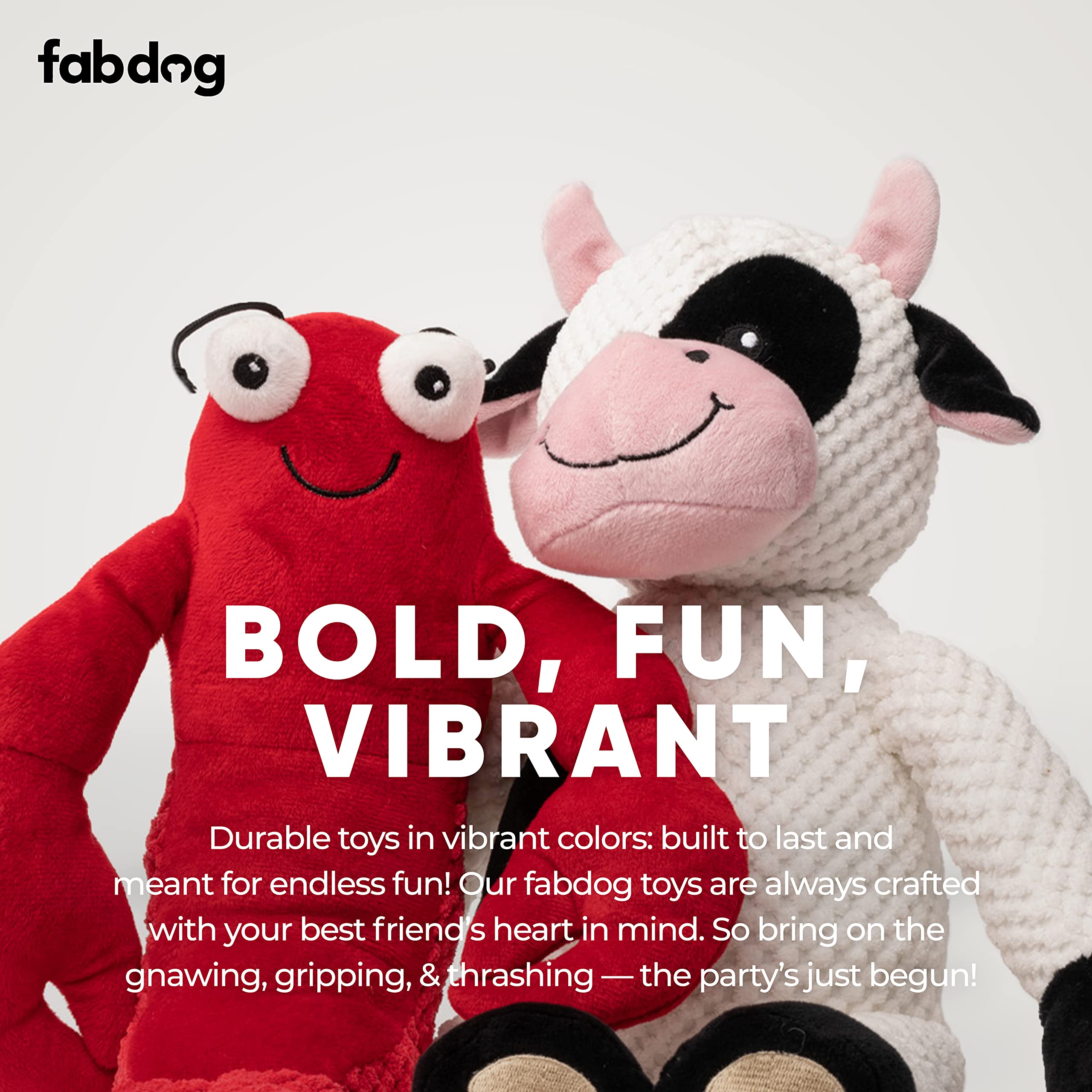 Fabdog Floppies Cow Toy plush texture ideal for cuddling and safe chewing