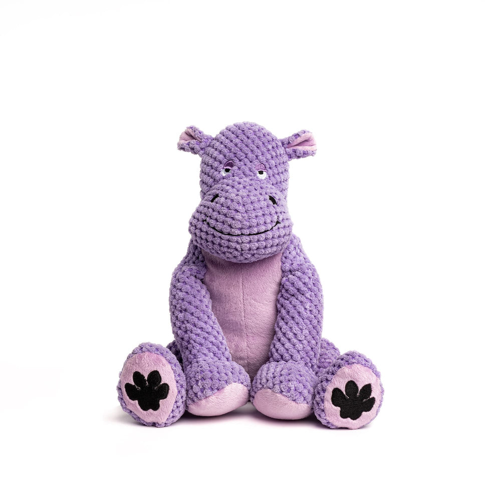 fabdog Floppies hippo plush toy with durable squeaker for interactive play.